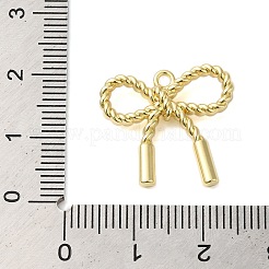 ラックメッキ合金ペンダント  カドミウムフリー＆鉛フリー  蝶結び  ゴールドカラー  19x20x3mm  穴：1.6mm&nbsp;X-PALLOY-S186-08G