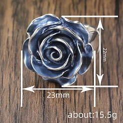 女性用真鍮エナメルカフオープンリング  花  プラチナ  ライトスチールブルー  usサイズ7（17.3mm）&nbsp;WGB03D2-01