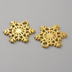 合金ペンダント  スノーフレーク  ゴールドカラー  24x22x1.5mm  穴：3mm&nbsp;FIND-WH20006-18G
