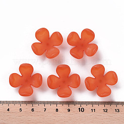 つや消しアクリルビーズキャップ  4花びら  花  レッドオレンジ  27x27x11mm  穴：1.8mm  約276個/500g&nbsp;MACR-S371-06A-726