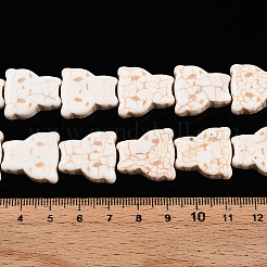 染色された合成ハウライトビーズ連売り  猫の形  フローラルホワイト  20x18x7.5mm  穴：1.4mm  約19個/連  14.69''（37.3センチメートル）&nbsp;TURQ-T004-12