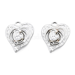 変色しない201ステンレススチールペンダント  ハート  ステンレス鋼色  21x18.5x2mm  穴：2.5mm&nbsp;STAS-N098-265P