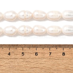 天然養殖淡水パールビーズ連売り  ライス  グレードA  ホワイト  8~9mm  穴：0.7mm  約35~36個/連  13.39''~13.98''（34~35.5センチメートル）&nbsp;PEAR-I007-01F-01A