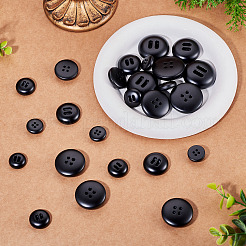 25個 5スタイル 4穴樹脂ボタン  フラットラウンド  ブラック  17~34mm  5個/スタイル&nbsp;BUTT-TA0001-49
