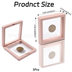 5個の正方形透明PE薄膜サスペンションジュエリーディスプレイボックス  リングネックレスブレスレットイヤリング収納用  ラベンダーブラッシュ  9x9x2cm&nbsp;CON-FS0001-19A
