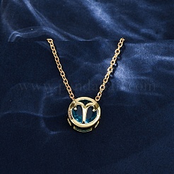 Brass Pave Cubic Zirconia Birth Stone Constellation Pendant Cable Chain Necklaces&nbsp;LS-NJEW-D334-01G-07