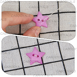 300本5色レジンボタン  スター  2穴  ミックスカラー  18x19x2.2mm  穴：2mm  60個/カラー&nbsp;DIY-CY0002-22B