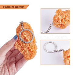 PVC模擬食品キーホルダー  フライドチキンレッグ  翼  とチップのキーホルダー  オレンジ  14x4.5cm&nbsp;JX555A