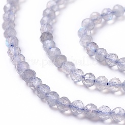 天然石ラブラドライトビーズ連売り  多面カット  ラウンド  3mm  穴：0.5mm  約134個/連  15.55インチ（39.5cm）&nbsp;G-L581A-002