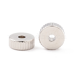 変色しない201ステンレス鋼の波形ビーズ  フラットラウンド  ステンレス鋼色  8x3mm  穴：2.2mm&nbsp;STAS-A057-02C-P