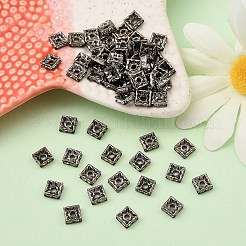 真鍮製ラインストーンスペーサービーズ  グレードA  ニッケルフリー  ガンメタ色  正方形  クリスタル  6x6x3mm  穴：1mm&nbsp;RB-A013-6x6-01B-NF