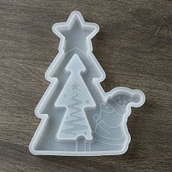 クリスマステーマのDIYシリコンキャンドル型  レジン型  ホワイト  クリスマスツリー  180x130x19mm&nbsp;LS-SIMO-G005-01C
