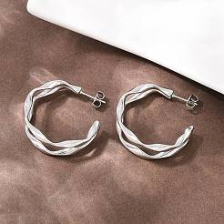 304 Stainless Steel Two-layer C-Shaped Stud Earrings&nbsp;EJEW-P324-11P