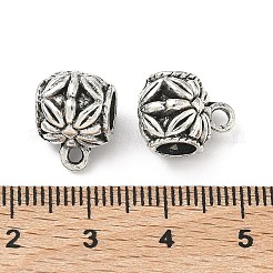 チベットスタイルの合金チューブベイル  ループベイル  バレル保釈ビーズ  アンティークシルバー  13.5x10.5x9.5mm  穴：2mm  内径：5mm&nbsp;PALLOY-S079-063AS