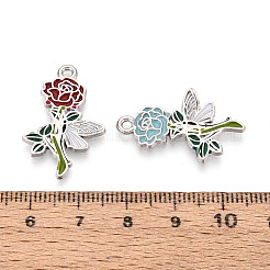 合金エナメルチャーム  花  鉛フリー＆カドミウムフリー  プラチナ  27.5x17.5x1mm  穴：1.8mm&nbsp;ENAM-N062-11P