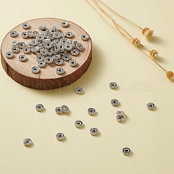 チベット風合金スペーサービーズ  フラットラウンド  アンティークシルバー  6x1.5mm  穴：1.5mm&nbsp;TIBEB-TA0001-07-6mm