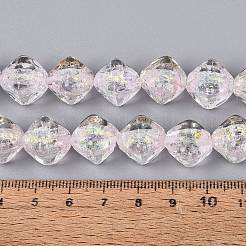 手作りの箔ガラスビーズ連売り  ポリゴン  多面カット  ミスティローズ  12~15x14~16x14~16mm  穴：0.7~1.4mm  約30個/連  15.35~16.14インチ（39~41cm）&nbsp;FOIL-Q002-06D