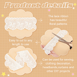 15ヤードのコットン刺繍蝶結びレースリボン  ホワイト  1-5/8インチ（40mm）&nbsp;OCOR-WH0045-35A