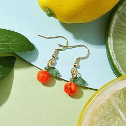 アクリルダングルピアス  304ステンレススチールピアスフック付き  葉っぱ  レッド  32.5x12.5mm&nbsp;EJEW-JE05749-02