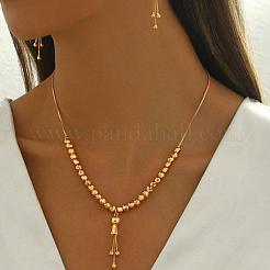 Elegant Vintage Brass Tassel Dangle Earrings & Pendant Necklace Sets for Women&nbsp;MN4192