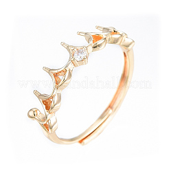 Brass Micro Clear Cubic Zirconia Adjustable Ring Settings&nbsp;LS-KK-T062-238G