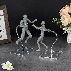 Assembled Rectangle PS Plastic Action Figure Display Stands with Adjustable Iron Support Arm&nbsp;ODIS-WH0100-12B