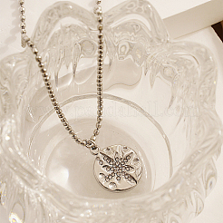 304 Stainless Steel Rhinestone Flat Round with Star Pendant Necklaces&nbsp;NS9570-2