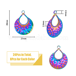 24Pcs 3 Colors 201 Stainless Steel Pendants Ion Plating(IP)&nbsp;STAS-DC0013-49