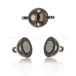 真鍮製マグネットクラスプ  ラウンド  ガンメタ色  16x10mm  穴：1.2mm&nbsp;KK-TA0007-34B