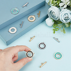 6セット6色304ステンレススチールマンテル  エナメル  リング  ミックスカラー  リング：22x20x2mm  穴：1.5mm  バー：21x7x3mm  穴：2mm  1セット/カラー&nbsp;STAS-DC0003-83