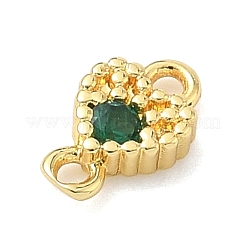 Brass Pave Cubic Zirconia Heart Connector Charms&nbsp;KK-G548-18G-05