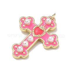 Brass Enamel with ABS Plastic Imitation Pearl Pendants&nbsp;LS-KK-Z153-16G-04