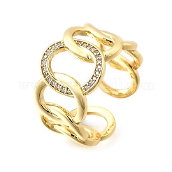 Brass Micro Pave Cubic Zirconia Cuff Rings for Women&nbsp;RJEW-F184-16G