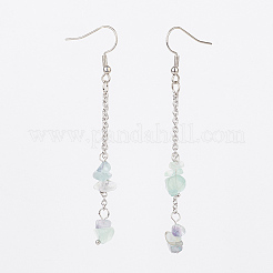 Natural Gemstone Chip Dangle Earrings&nbsp;X-EJEW-JE02417