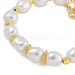 Rack Plating Brass and ABS Imitation Pearl Bracelets&nbsp;BJEW-B106-16G