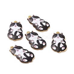 合金エナメルチャーム  ライトゴールド  猫  ミックスカラー  25x14x2.3mm  穴：1.6mm&nbsp;FIND-E031-02-M
