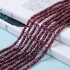 天然石ガーネットビーズ連売り  多面カット  ロンデル  3~3.5x2.5~3mm  穴：0.5~0.6mm  約129~173個/連  15.5インチ（39.5cm）&nbsp;G-F460-07