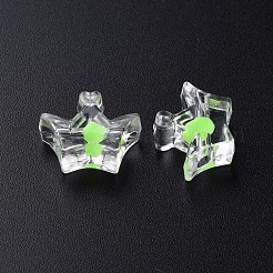 透明なアクリルビーズ  二層ビーズ  クラウン  芝生の緑  14x17.5x7mm  穴：2mm  約581個/500g&nbsp;MACR-S373-105-B06