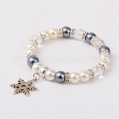 Trendy Glass Pearl Stretch Charm Bracelets&nbsp;BJEW-JB01697