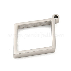 変色しない304ステンレススチールレーザーカットペンダント  ひし形チャーム  ステンレス鋼色  32.5x24x3mm  穴：2mm&nbsp;STAS-U009-03A-P