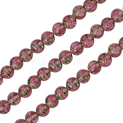 1連売りハンドメイドゴールドサンドランプワークビーズ連売り  花の丸  淡いバイオレットレッド  10mm  穴：1mm  約40個/連  14.96''（38センチメートル）&nbsp;LAMP-TA0002-09B