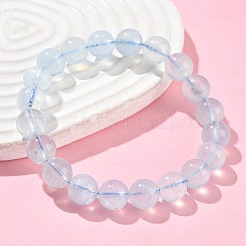 天然アクアマリンラウンドビーズストレッチブレスレット男性用女性用  グランドA  内径：2-1/8~2-1/8インチ（5.4~5.5cm）  ビーズ：10mm&nbsp;BJEW-U034-01A-01