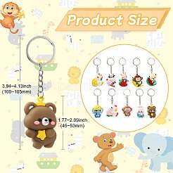 プラスチックキーホルダー  鉄パーツ  混合動物  ミックスカラー  10~10.5cm&nbsp;KEYC-CJ00007