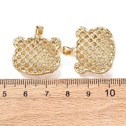 Brass Micro Pave Clear Cubic Zirconia Pendants&nbsp;KK-B184-01G-11