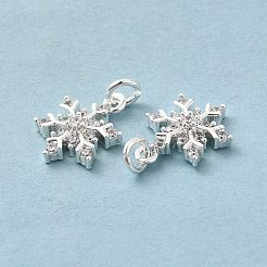 Rack Plating Brass Micro Pave Cubic Zirconia Charms&nbsp;KK-E081-15S