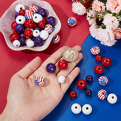 140Pcs 7 Style Independence Day Natural Wood Beads&nbsp;WOOD-SC0001-45