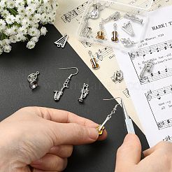 16個 8スタイル 合金楽器ペンダント  ラインストーン＆エナメル  プラチナ  12~25x8~15x3~6mm  穴：1.4~2mm  2個/スタイル&nbsp;FIND-CJ0005-56P