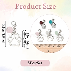 5Pcs Alloy & Glass Pendant Decorations&nbsp;HJEW-YW00539