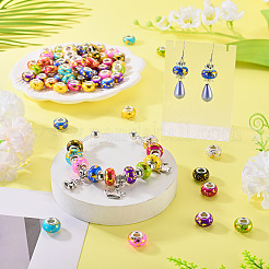 100Pcs 10 Colors Opaque Resin Rondelle European Beads&nbsp;RESI-TA0005-74