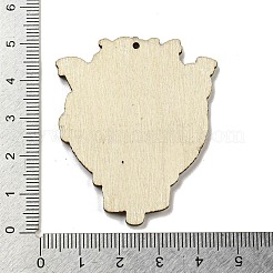 ウッドペンダント  ハロウィンモチーフ  ブラック  スカル  50x42x3mm  穴：2mm&nbsp;WOOD-M012-02S